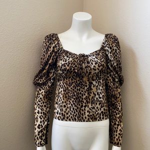 Express Leopard puffy sleeves blouse